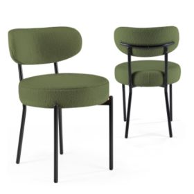 2 Set Of Chair Packages, Featuring A Round, Cushioned Curved Backrest With Black Metal Legs (Option: Green)
