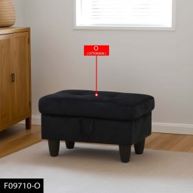 Only Self Pickup--Black Flannel Living Room Sofa Set (Option: F09710 O)