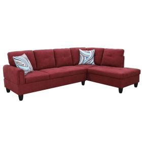 Pickup Only--Red Fluffy Fabric 3-Piece Living Room Sofa Set (Option: F09704B.2PCS .C.S)