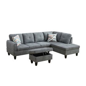 Only Self Pickup--Dark Grey Fluffy Fabric Living Room Sofa Set (Option: F09705B  3PCS  S.C.O)