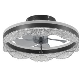 16 Quiet Ceiling Fan With Light  LED Crystal Flush Mount Fan Lamp With Hidden Blades And Natural Airflow, Perfect For Bedroom, Kids Room, Study R (Option: Default)