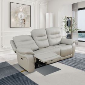 Pickup Only---Grey Genuine Leather 3-Piece Living Room Recliner Sofa (Option: S)