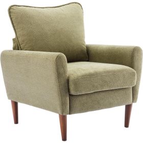 A Reading Chair With Cushioned Seat And Wooden Legs, Along With A Wide Single-person Modern Leisure Sofa (Option: Green)