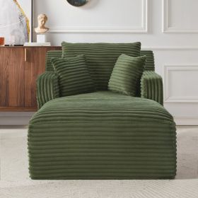 Indoor Single Chaise Sofa, Modern Corduroy Upholstery, No Assembly Required,Comfy Sleeper For Living Room,Office,Apartment (Option: Green)