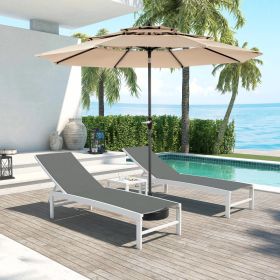 Aluminium 10ft 3 Tier Auto-tilt Umbrella ,Outdoor Patio Umbrella - Market Table Pool Deck Umbrella Base Not Included   Khaki (Option: Khaki)