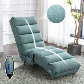 COOLMORE Luxury Upholstered Chaise Lounge Chair With Vibration For Relaxation, Modern Fixed Back Fabric Leisure Recliner Sofa For Living Room Bed (Option: Teal)