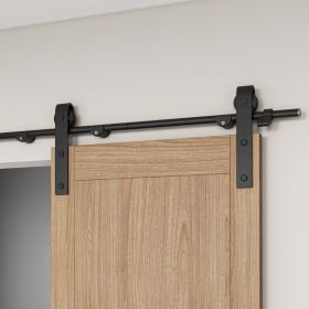 6.6FT Sliding Barn Door Hardware Kit Smoothly And Quietly Sliding Barn Door Track With Floor Guide For Interior Exterior Fit 36 To 40in Wide Pane (Option: Default)