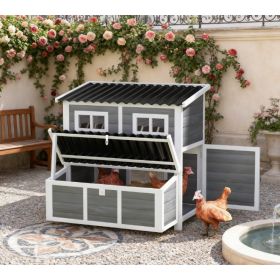 Wooden Pet Coop With Nesting Box,  39 Pet House For 4-6 Chickens, Rabbits (Option: Light gray)
