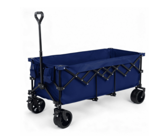 300L Folding Wagon Cart With 440lb Capacity, Big 7  All-Terrain Wheels & Drink Holders (Option: Blue)