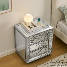 Three Drawer Cabinet With Bead Mirror Finish (Option: Silver)