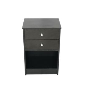Round Handle Two-tier Drawer Side Cabinet - Black (Option: Default)
