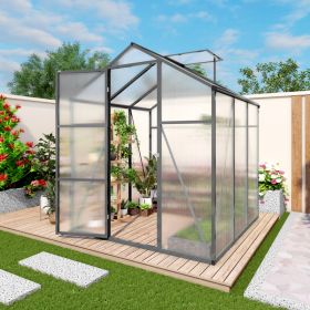 Newly Marketed Gain Height Windproofaluminum Greenhouse 6x6 FT Polycarbonate Greenhouse Raised Base And Anchor Aluminum Heavy Duty Walk-in Greenh (Option: Black)