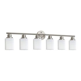 39  Modern 6-Light Vanity Wall Sconce, Brushed Nickel Finish With Frosted Glass Shades For Bathroom Or Hallway Lighting  No Bulbs (Option: Default)