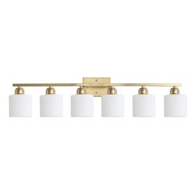 6 Light Gold Bathroom Vanity Light, Gold Bathroom Light Fixtures, 38  Modern Brushed Gold Vanity Lighting Fixtures For Bathroom Over Mirror, Gold (Option: Default)