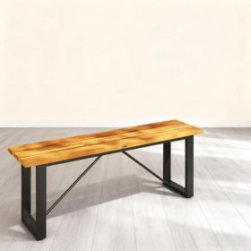 2-Person Backless Garden Bench For Porch, Park, Teak (Option: Teak Black)