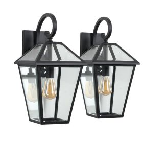 10 2pcs Outdoor Wall Lanterns, Black Finish Weatherproof Wall Sconce With Clear Glass Panels, Vintage Exterior Light Fixtures For Porch, Patio, G (Option: Default)