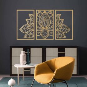 Handmade Metal Golden Lotus Mandala Wall Art - Boho Zen Decor For Living Room (Option: Wrought iron decoration)