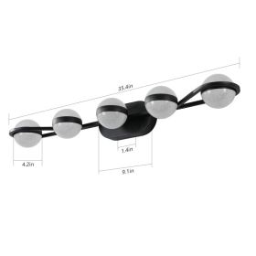 Modern Minimalist Bathroom Vanity Light, LED 5 Bulb Frosted Glass Shades, Wall Mounted Decorative Lighting Fixture, Suitable For Bathroom Vanity (Option: Default)