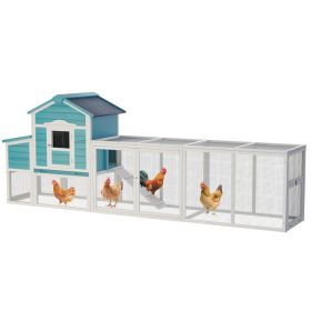 Wooden Chicken Coop With Nesting Box And Free-Range Door, All-Weather Asphalt Roof, Sliding Tray For Easy Cleaning, Large Outdoor Poultry Cage Fo (Option: Blue)