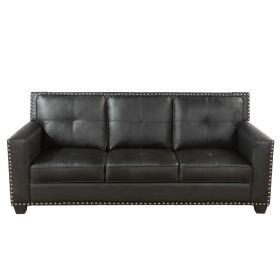 Pickup Only--Black Faux Leather 3-Piece Living Room Sofa Set (Option: F2502  S)
