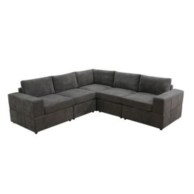 Pickup Only--Grey Pineapple Fabric 6-Piece Living Room Sofa Set (Option: F4998   5PCS)