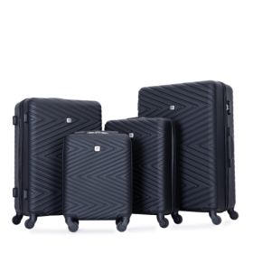 Luggage 4-piece ABS Lightweight Suitcase With Rotating Wheels, 24 Inch And 28 Inch With TSA Lock,   16 20 24 28   BLACK (Option: Black)