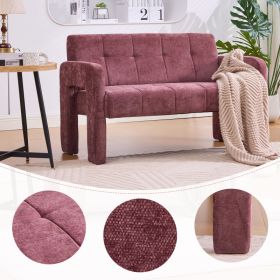 Nordic Modern Double Armchair Living Room & Bedroom Compact Upholstered Sofa Leisure Sofa Comfortable Seating With Dual Armrests Can Be Paired Wi (Option: Wine red)