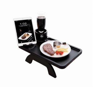 Sofa Armrest Tray And Three-in-one Clip-on Desktop TV Tray With Rotating Cup Holder And Mobile Phone Stand (Option: Black)