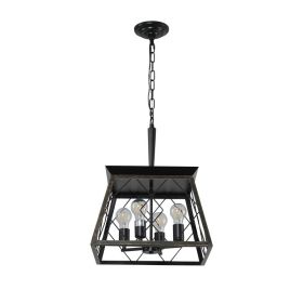 Farmhouse Chandelier 4-Light Vintage Antique Chandeliers Light Fixture For Kitchen Dining Room Living Room Golden Black  No Bulbs  NEW SKU W1340P (Option: Default)
