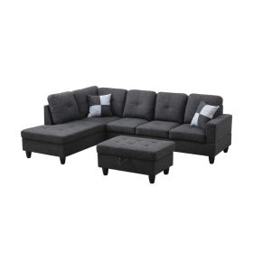 Pickup Only--Black Grey Linen 3-Piece Couch Living Room Sofa Set (Option: F125A3PCS  C.S.O)