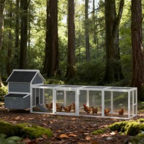 Chicken Coop For 10-15 Chickens Extra Large Wooden Chicken Coop (Option: Light gray)