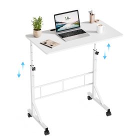 31.5-inch Adjustable-height Mobile Desk, Equipped With Locking Wheels And Clasps, Suitable For Mobile Desks And Active Home Offices (Option: White)