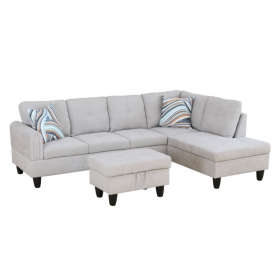 Only Self Pickup--Light Grey Fluffy Fabric Living Room Sofa Set (Option: F09701B   3PCS  C.S.O)