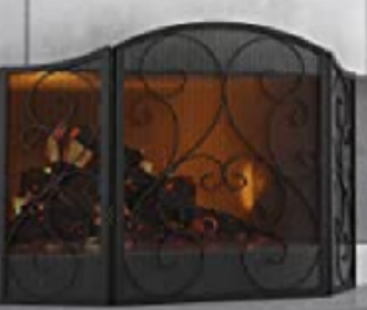 Fireplace Screen 3-panel  Protection Cover, Foldable Forged Iron Metal Door, Suitable For Living Room Home Decoration (Option: 51in)
