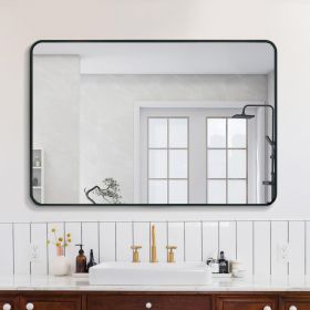 30x40 Inch Black Metal Framed Rectangular Bathrrom Mirror For Wall. W2203134112 (Option: Black)