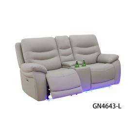 Pickup Only--Light Grey Breathing Leather And PVC 3-Piece Living Room Recliner Sofa Set (Option: L)