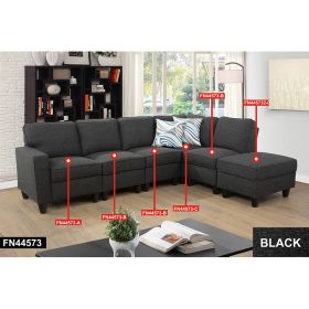 Self-pickup Only---Black Lint 6-Piece Couch Living Room Sofa Set (Option: 6pcs)