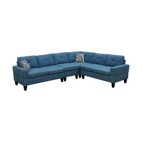 Pickup Only--Lake Blue Calico 4-Piece Couch Living Room Sofa Set (Option: F223012PCS   LS.C.RS.W)