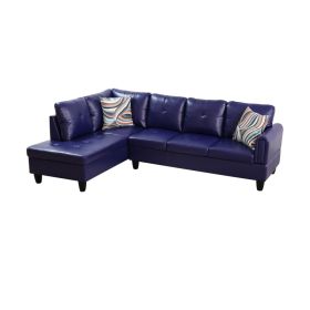 Pickup Only--Dark Blue-Violet Faux Leather 3-Piece Living Room Sofa Set (Option: F09730A2PCS  S.C)