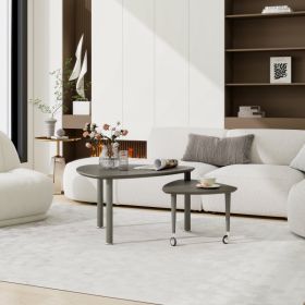 360 Degree Rotatable Modern Coffee Table For Living Room, Solid Wood Legs With Simply Assemble Cocktail Table, Rotating Modern Apartment Wood Fur (Option: Gray)