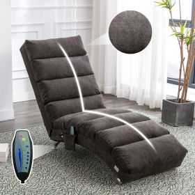 COOLMORE Luxury Upholstered Chaise Lounge Chair With Vibration For Relaxation, Modern Fixed Back Fabric Leisure Recliner Sofa For Living Room Bed (Option: Dark gray)