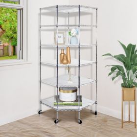 Six-layer Polygonal Home Shelving Unit - Corner Storage Rack 680x680xH1800 - Silver Color (Option: Default)