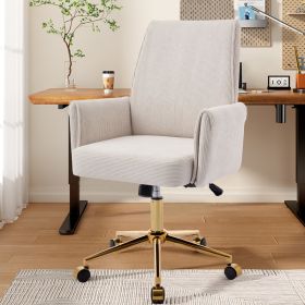 Mid-back Liftable Office Chair, Striped Fabric, And Ergonomically Designed, Is An Excellent Choice For Working, Studying Or Relaxing. The Mid-bac (Option: Cream)