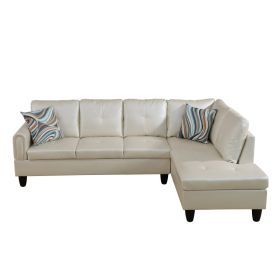Pickup Only--Pearl White Faux Leather 3-Piece Living Room Sofa Set (Option: F09729B2PCS  C.S)
