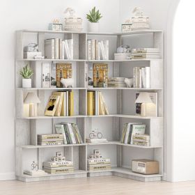 90 Cm Space Saving Corner Bookshelf    80 Cm Bookcase Extendable Free Combination, Set Of 2 Display Shelf, Light Grey Color And Other 4 Colors Fo (Option: Light Grey)