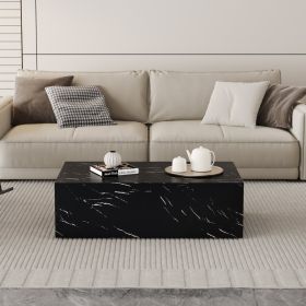 39.3x23.6x11.8 Inch Black Marble Texture MDF Coffee Table - Luxurious Design, Perfect Living Room Accent.Fashion Texture Design Coffee Table, Sui (Option: Black)