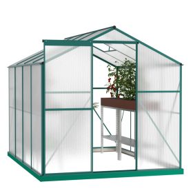 Polycarbonate Greenhouse,6x 8 Heavy Duty Walk-in Plant Garden Greenhouse For  Outdoor (Option: Green)