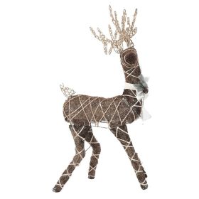 Reindeer Outdoor Decoration Gold 3D Iron Rattan Xmas Reindeer For Indoor Garden Yard Lawn (Option: Default)