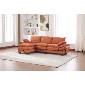 Sectional Cloud Modular Sofa,Deep Seat Sofa, Corduroy Sofa,Comfy Upholstered Furniture For Living Room, Apartment, Studio, Office,Having Multiple (Option: Orange)