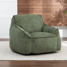 Giant Bean Bag Chair Sofa For Adults Teens, Comfy Corduroy Large Bean Bag Chairs With Armrests For Bedroom Living Room, A Dult BeanBag Lazy Sofa (Option: Green)